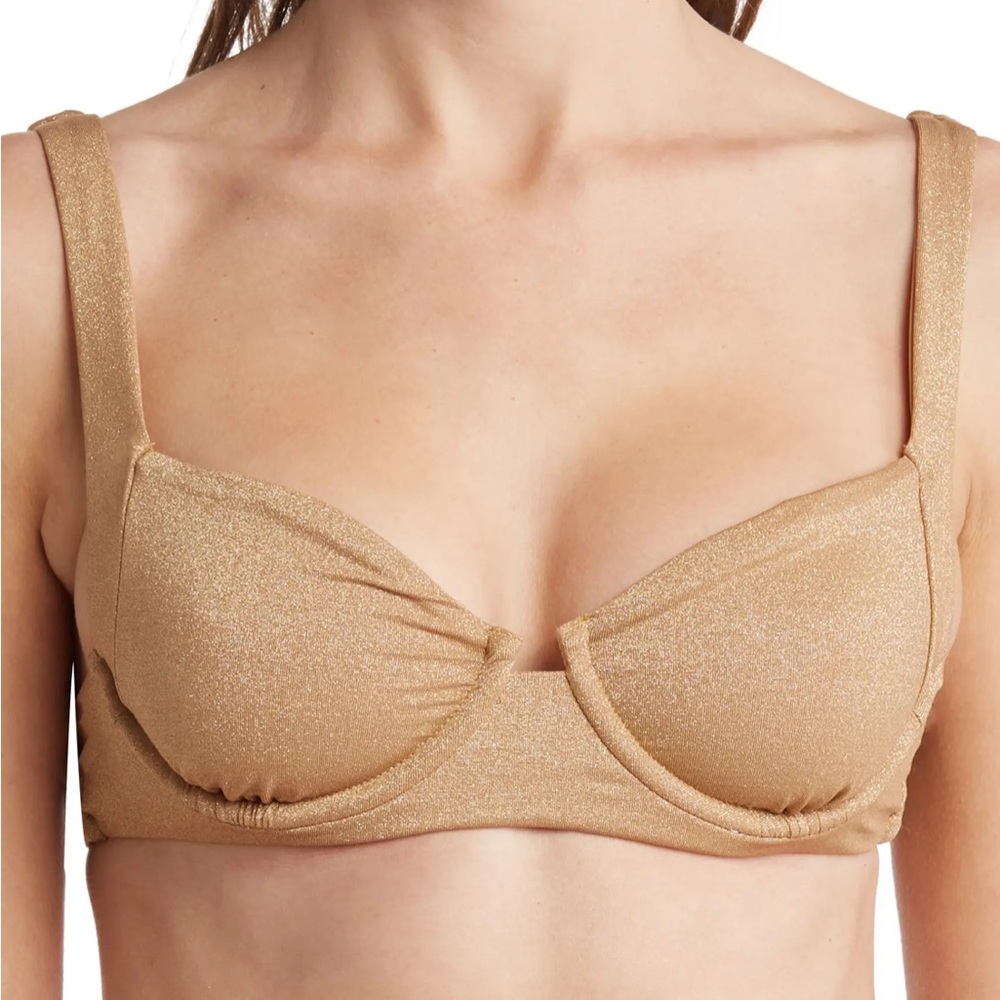 Vitamin A gold bikini top SIZE10 large nwt shimmery tie back. C cup